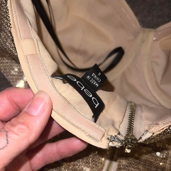 Bebe small gold sequin peplum tube top - Picture 6 of 7